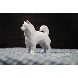 Statuette Samoyède décoration low poly Nom personnalisable