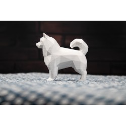 Statuette Samoyède décoration low poly Nom personnalisable