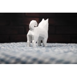 Statuette Samoyède décoration low poly Nom personnalisable