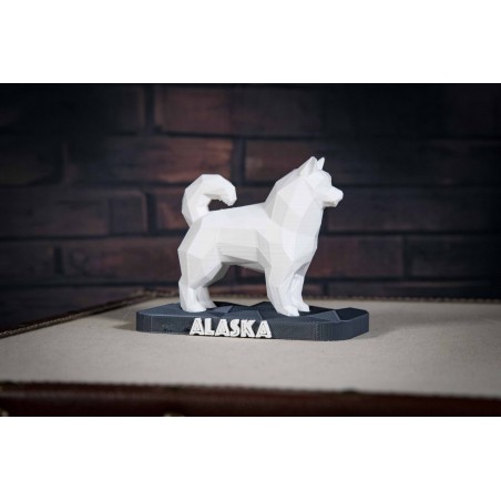 Statuette Samoyède décoration low poly Nom personnalisable