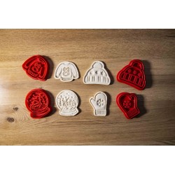Emporte pièce Noël lot x 4 - Cookie cutter Christmas : Bonnet boule à neige gants Sweat Renne Moufles