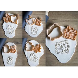 Emporte pièce POKEMON Lot 5 cookie cutter Pikachu Salamèche Bulbizarre Evoli Carapuce