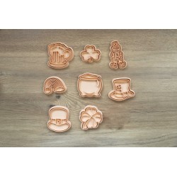 St Patrick's Day emporte pièce cookie cutter Bière Chapeau Chaudron trèfle 4 feuilles Leprechaun