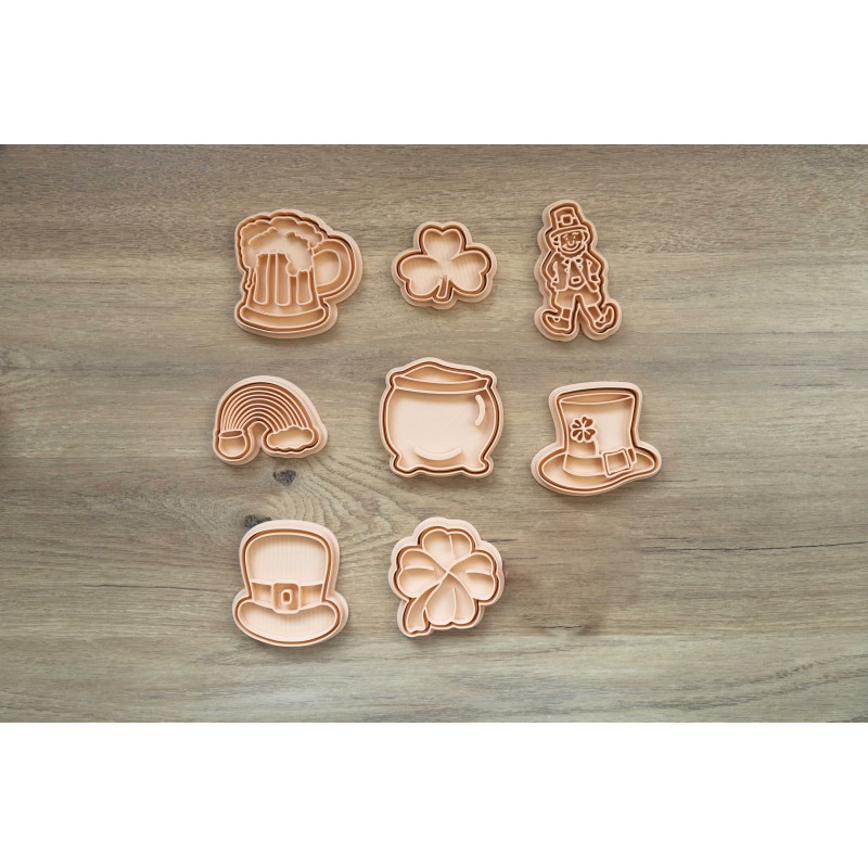 St Patrick's Day emporte pièce cookie cutter Bière Chapeau Chaudron trèfle 4 feuilles Leprechaun