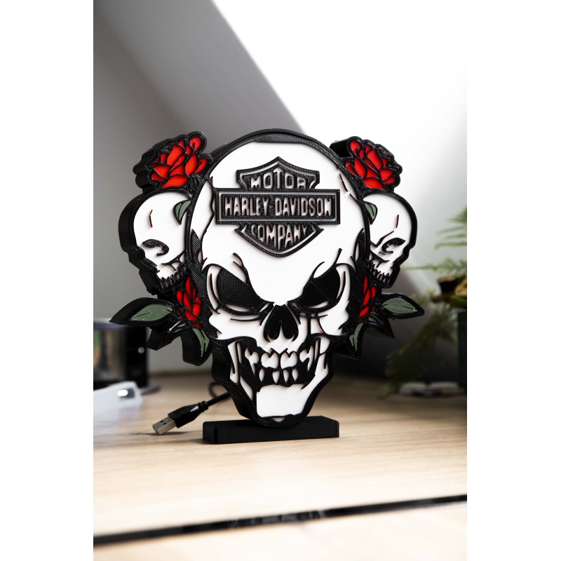 Lampe Harley Davidson Skull décoration veilleuse LED Bluetooth