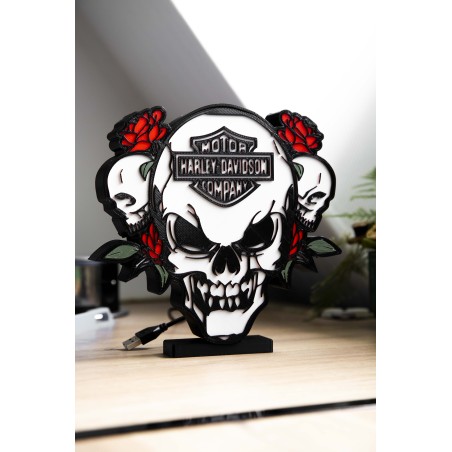 Lampe Harley Davidson Skull décoration veilleuse LED Bluetooth